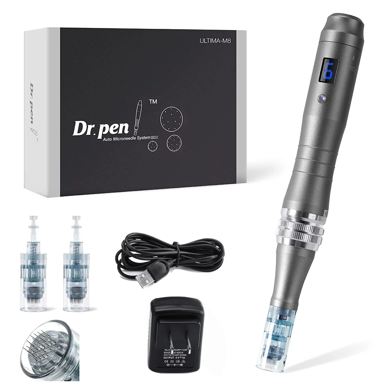 Dr. Pen Ultima M8 Professional Microneedling Pen | Digital Display & Adjustable Needle 0-0.3mm | Cordless with 2 Cartridges - Image 2