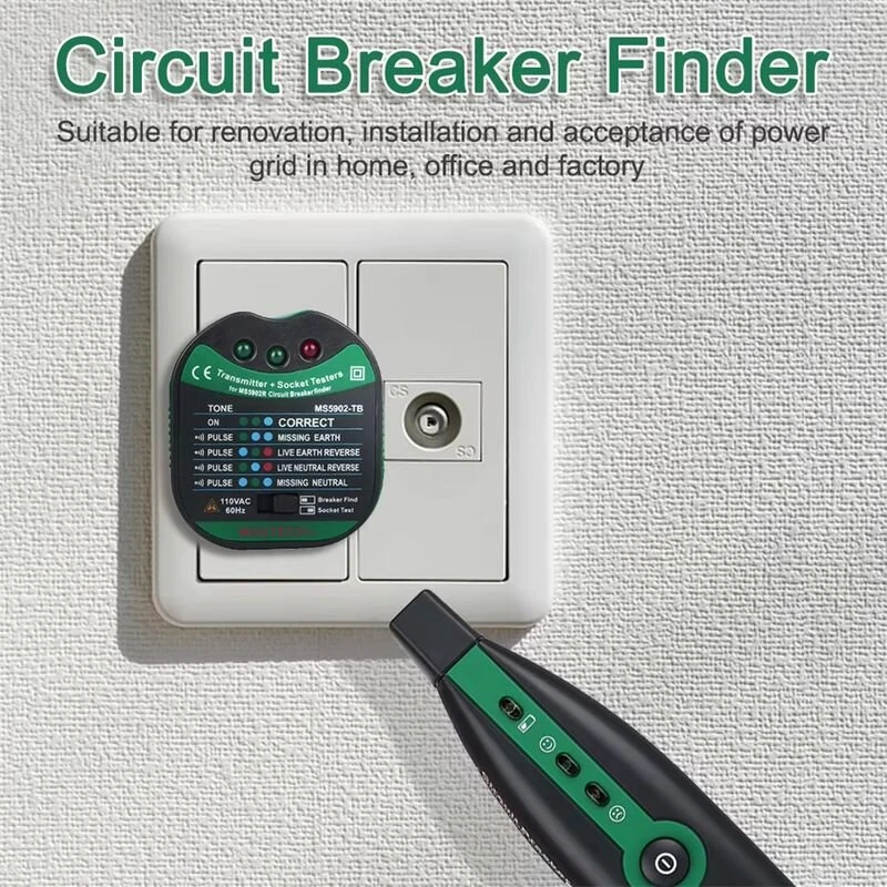 MS5902 Automatic Circuit Breaker Finder | 110V/220V Tester with LED Flashlight | Circuit Diagnostic & Electrical Maintenance Tool - Image 3