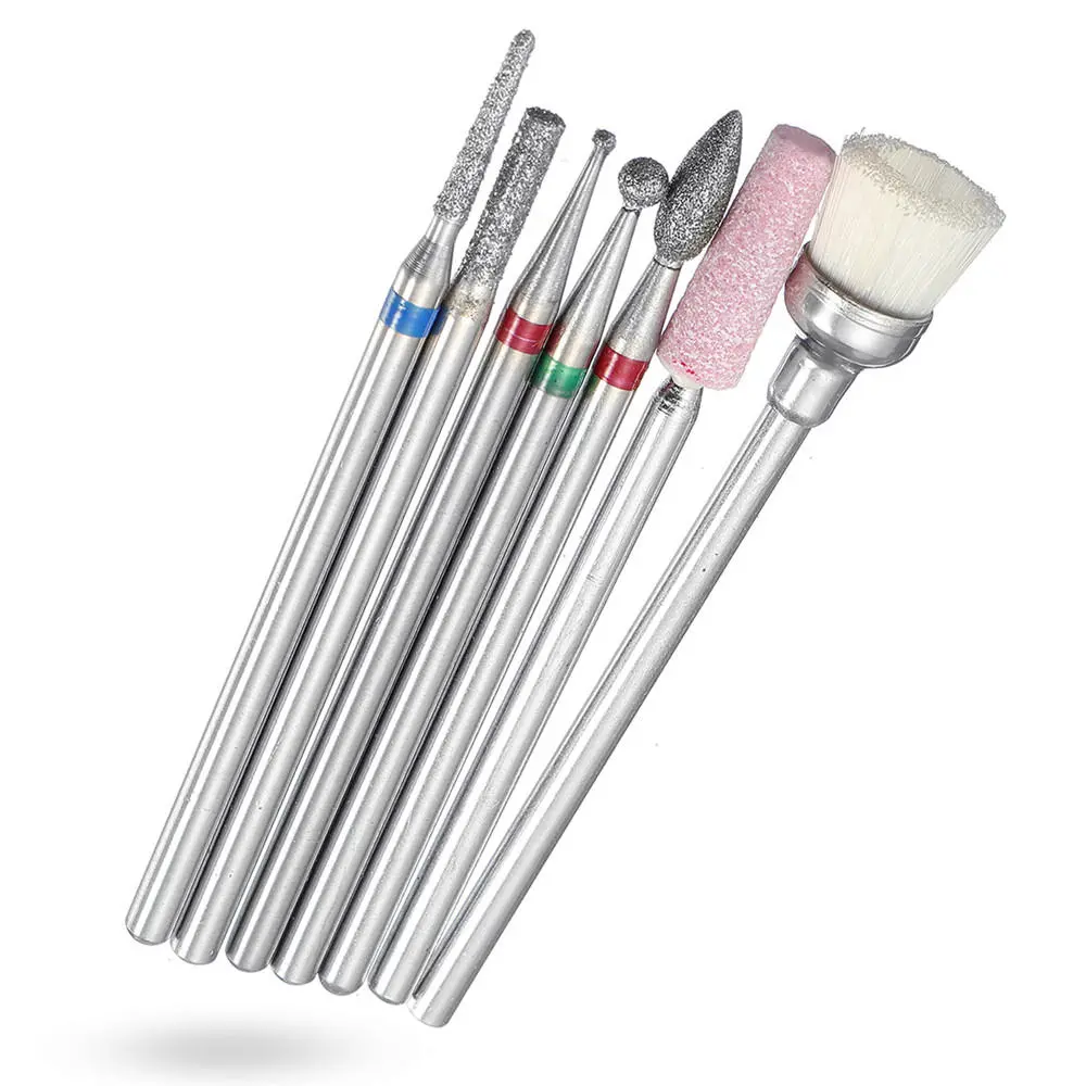 7pcs Abrasive Drill Bits | 3/32 Inch Rotate Burr for Cuticle Manicure Pedicure - Image 3