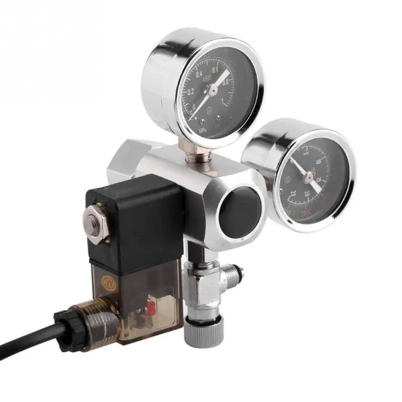 G5/8 CO2 Regulator with Solenoid Valve & Bubble Counter | Dual Gauge | 220V Auto Pressure - Image 4