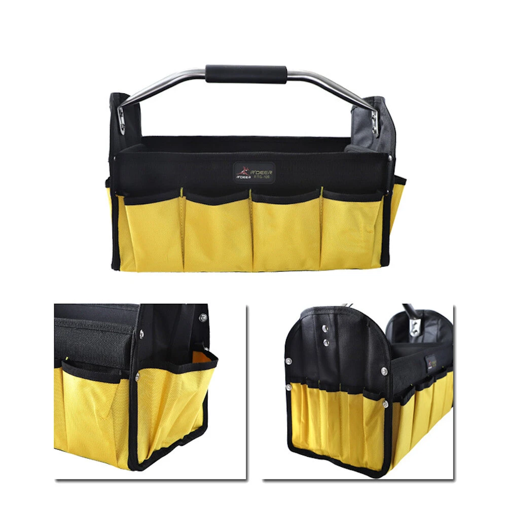 Thickened Canvas Tool Bag | Large-Capacity Portable Electrician Repair Kit with Metal Handle - Image 2