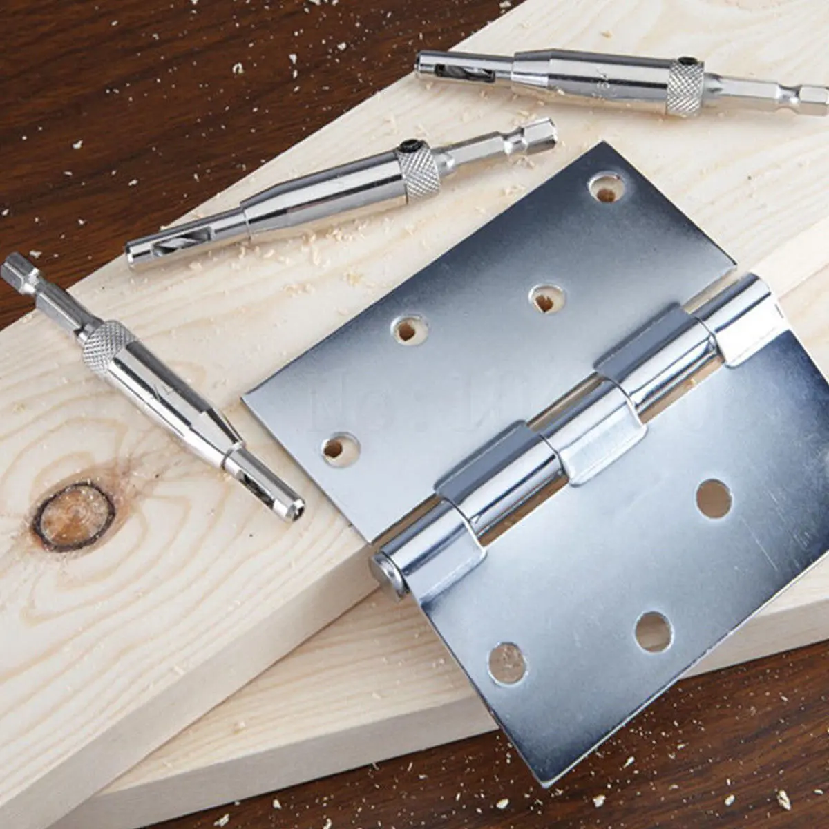 Self-Centering Door Hinge Drill Bit Set | 8pcs 5/16 & 1/4 Inch | Twist Wood Hole Puncher - Image 3