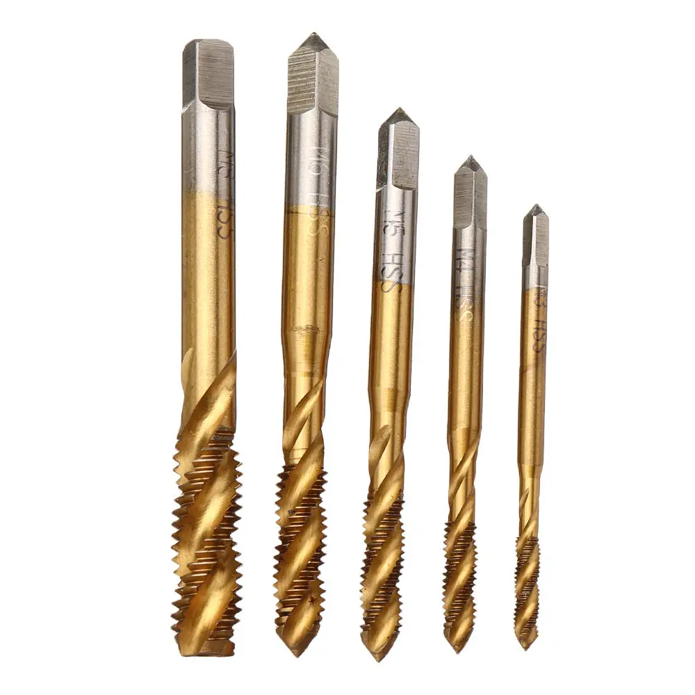 M3-M12 Hand Spanner with 5pcs Titanium Coated M3-M8 Spiral Tap Set - Image 3