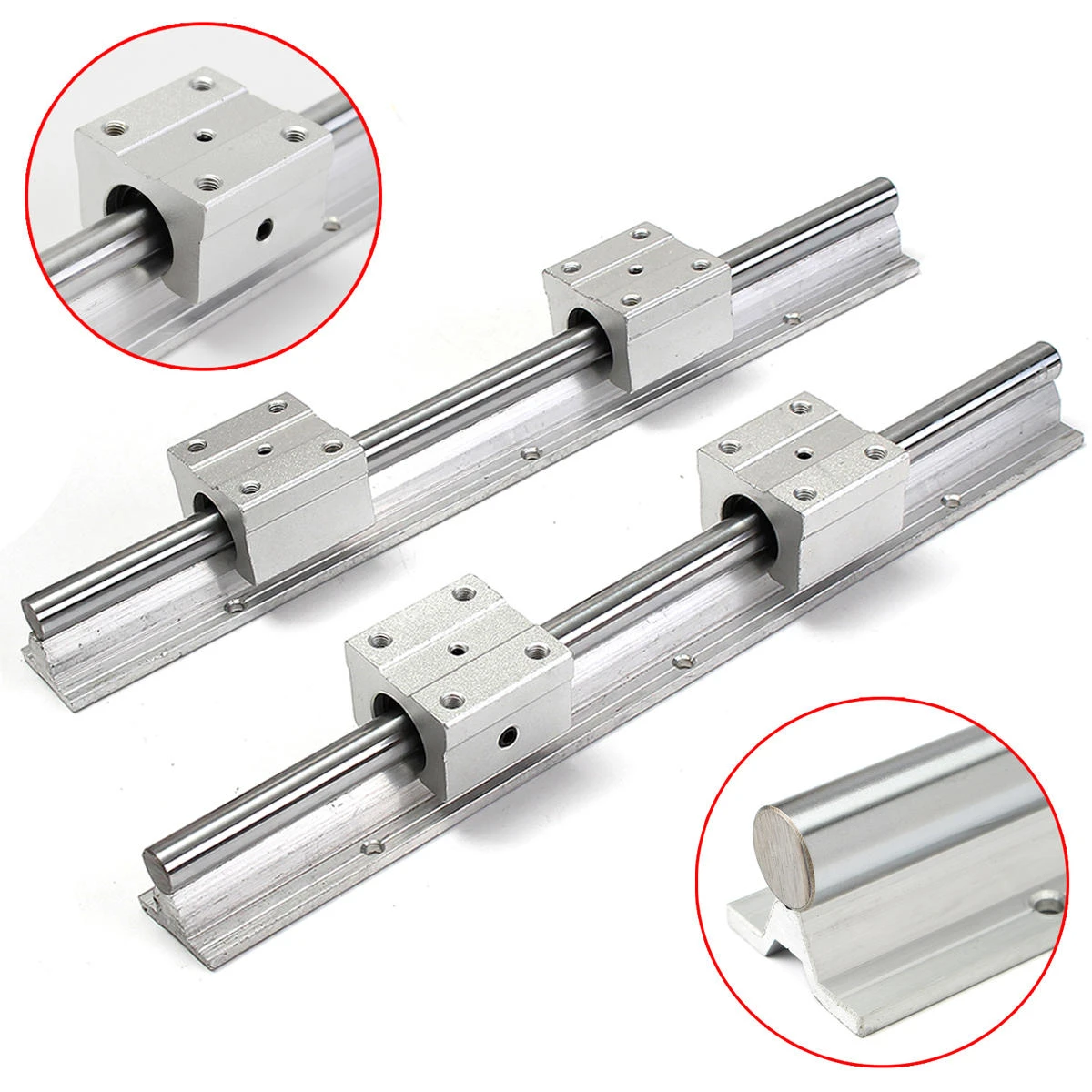 Machifit SBR12 400mm Linear Rail Shaft Rod - 4 SBR12UU Blocks | Ball Bearing - Image 3