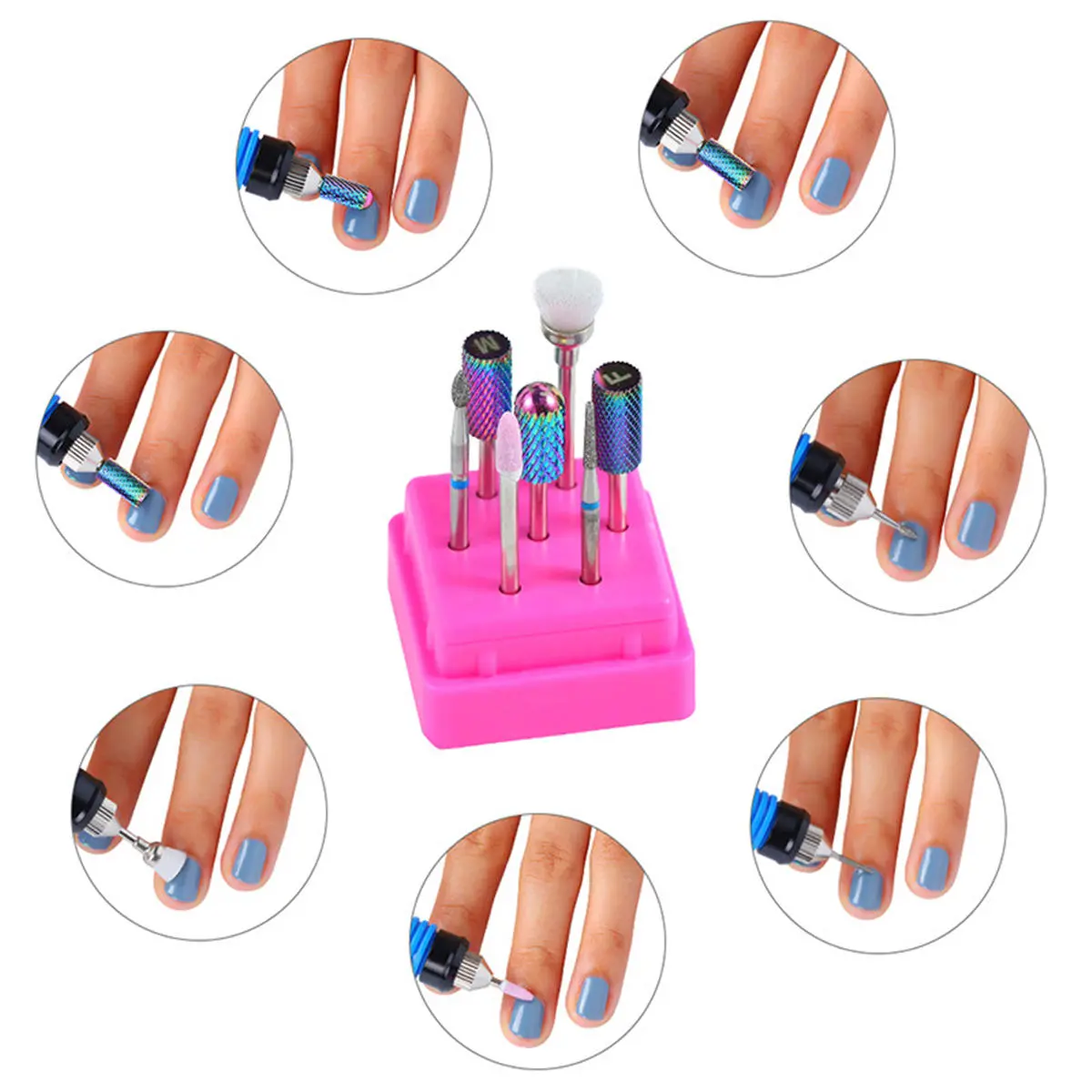 7pcs Nail Drill Bits Set - UV Gel Grinding & Removal Tools | Auroras Nail Art - Image 2