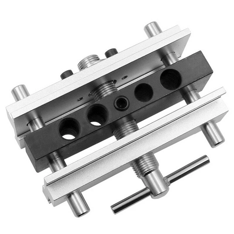 Metric Inch Self-Centering Hole Punch Locator - Doweling Jig Kit Drill Guide Set Silver - Image 3