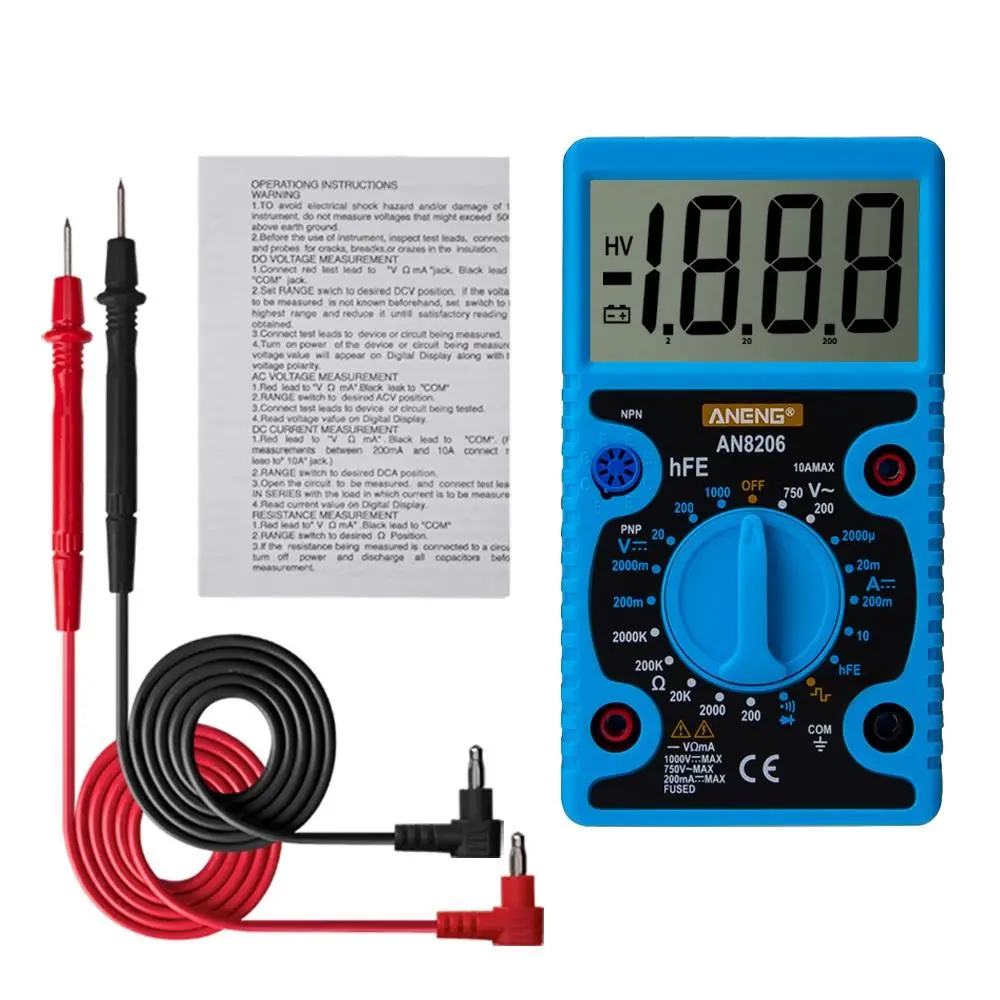 ANENG AN8206 Digital Multimeter - Large Screen, Square Wave Output, Voltage Current - Image 5