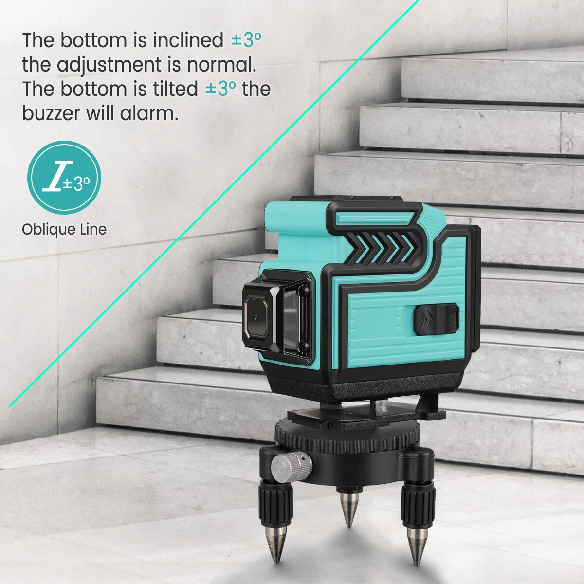 MUSTOOL 12 Line 360° Green Laser Level | Self-Leveling Horizontal & Vertical | 2 Batteries EU Plug - Image 3