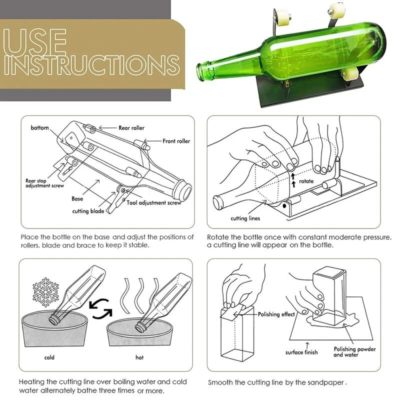 DIY Adjustable Glass Bottle Cutter Tool | For Crafting Wine Bottles Round & Square - Image 4