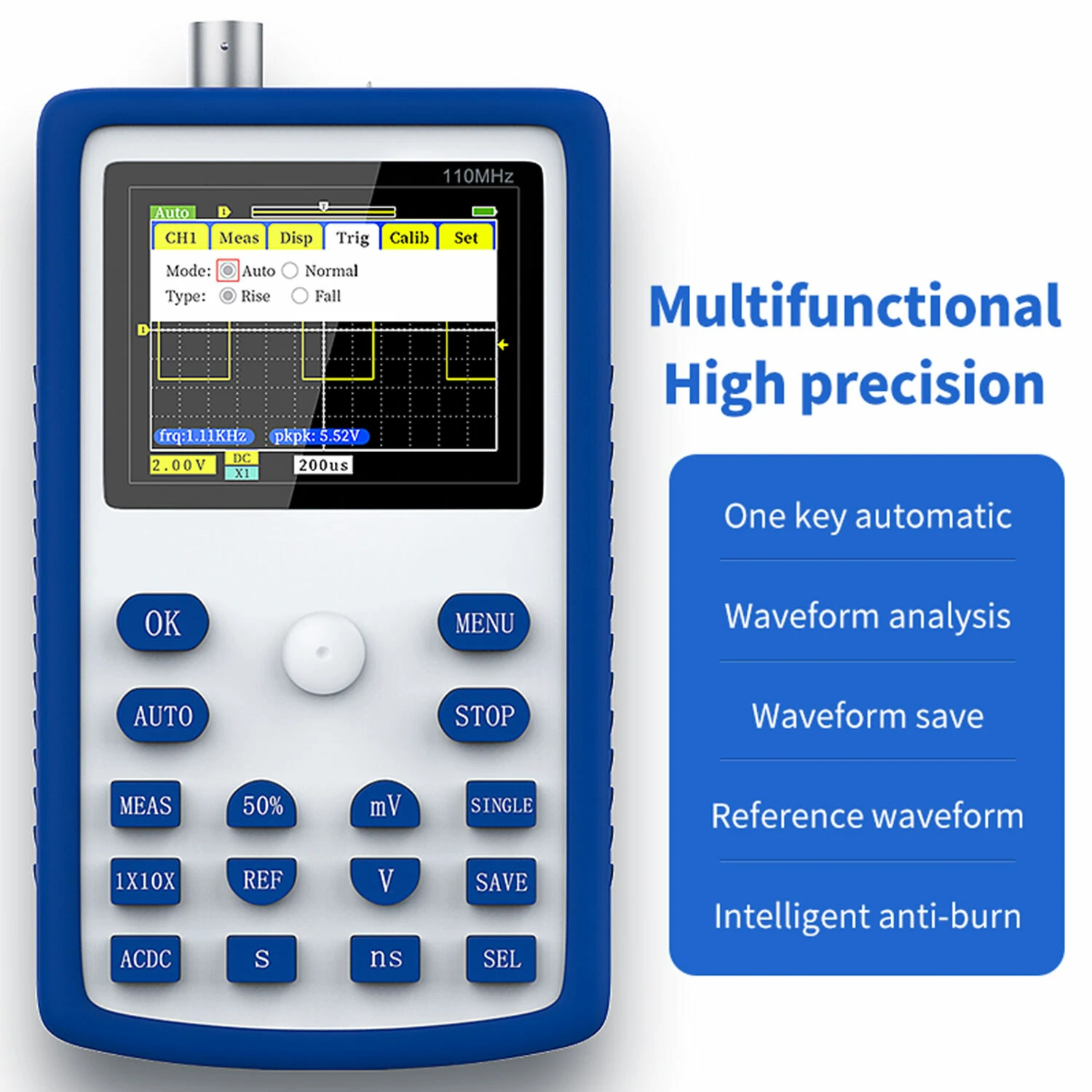 FNIRSI-1C15 Digital Oscilloscope | 110MHz Bandwidth, 500MS/s, Waveform Storage - Image 3