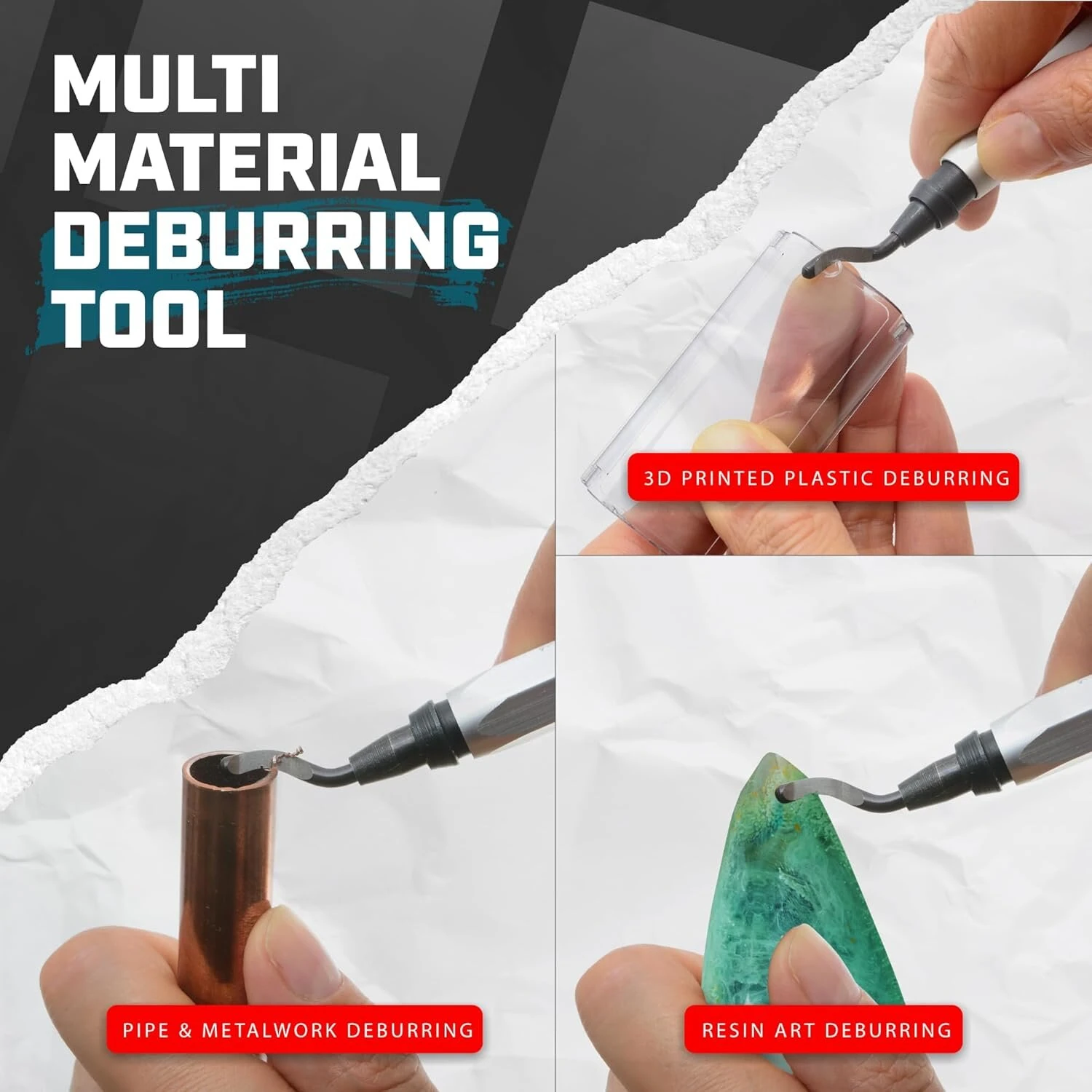 Deburring Tool with 10 Steel Blades | Works on Metal PVC Plastic & 3D Prints | BS1010/BS1018 Burr Removal Reamer - Image 5