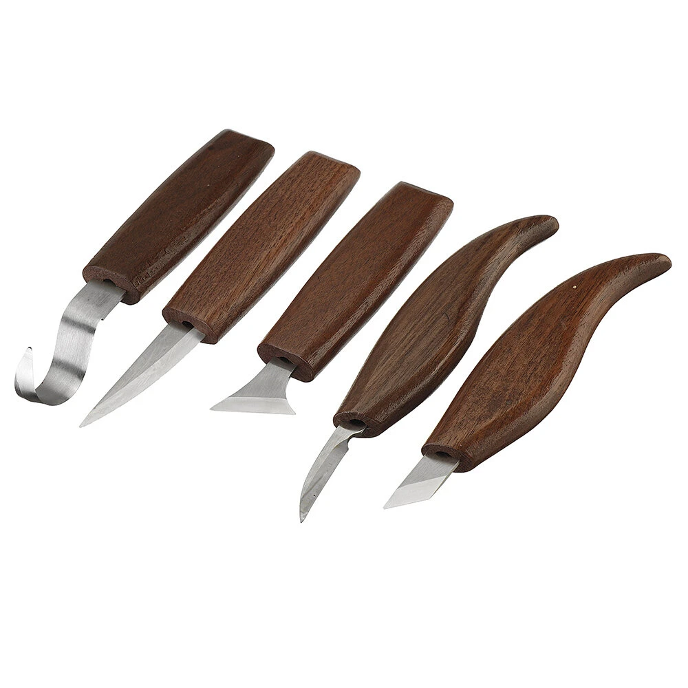 8Pcs Wood Carving Tools Set - Hook & Oblique Blades for Spoon, Bowl & Chip Carving - Image 5