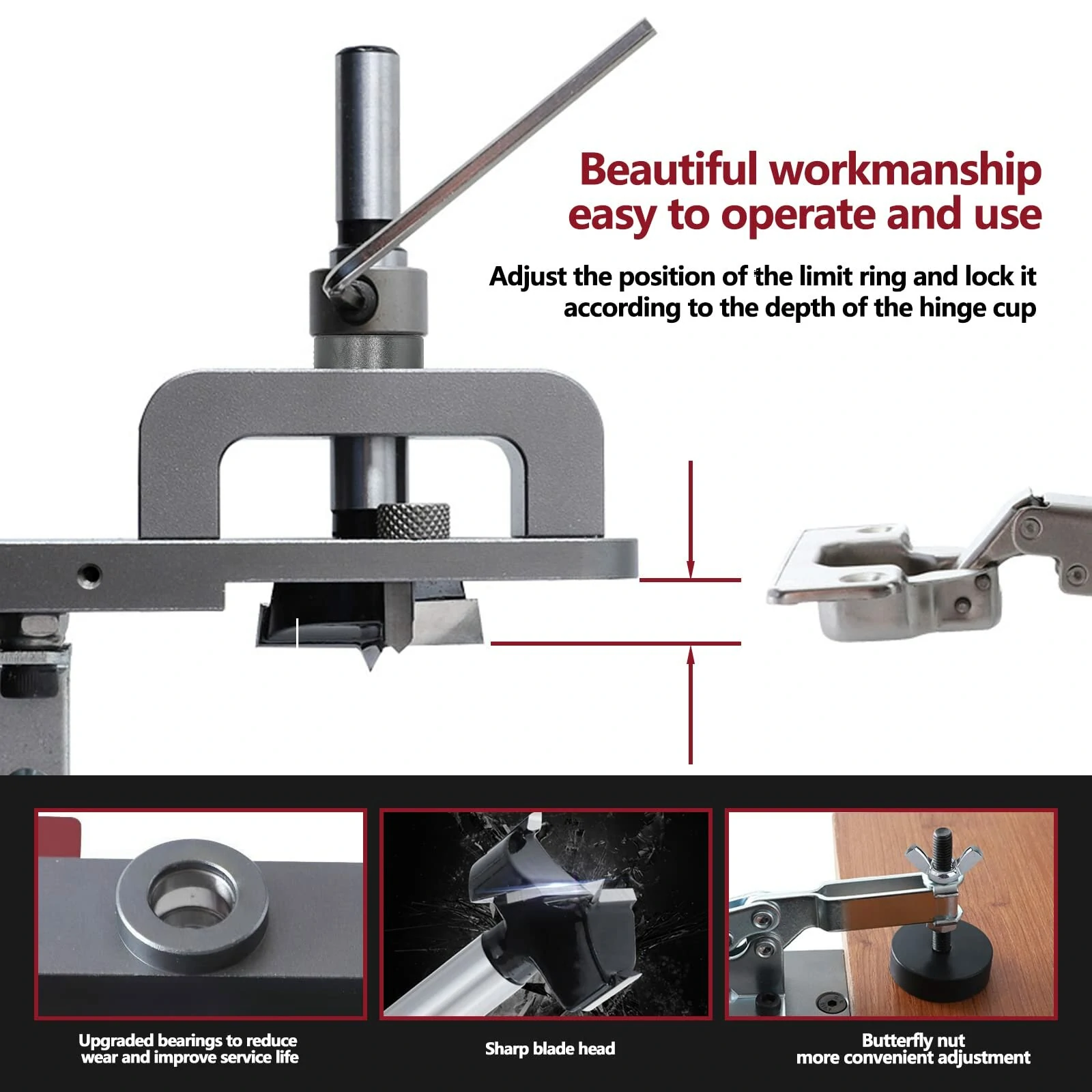 Fonson Tools 35mm Concealed Hinge Jig - Door Cabinet Mounting Guide for Woodworking - Image 3