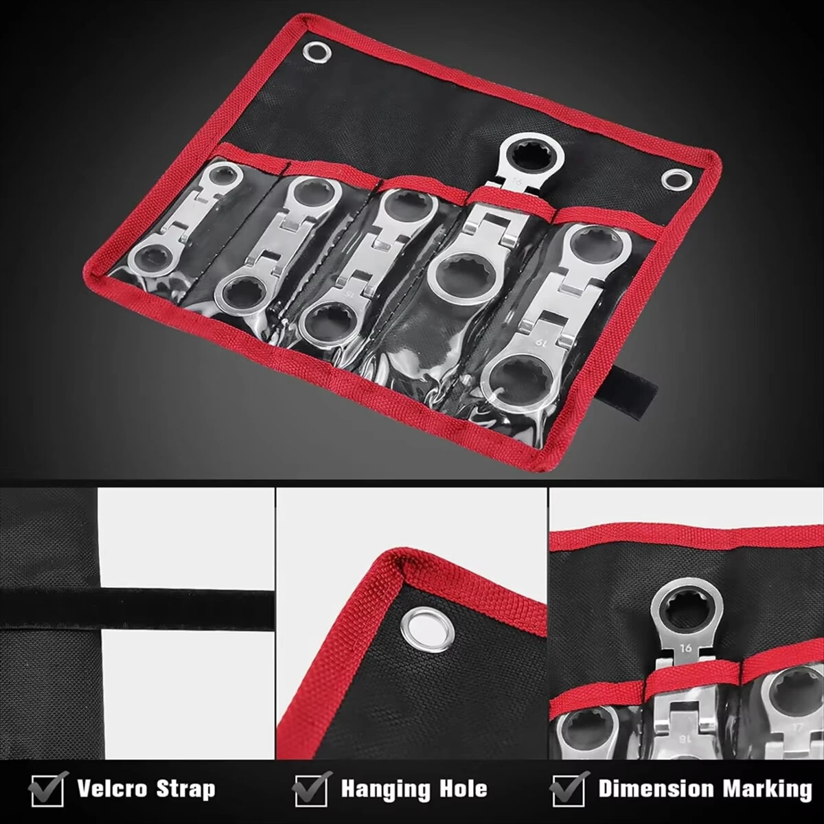 Craftsman 5-Piece Flex-Head Stubby Ratcheting Wrench Set | Double Box End - Image 5