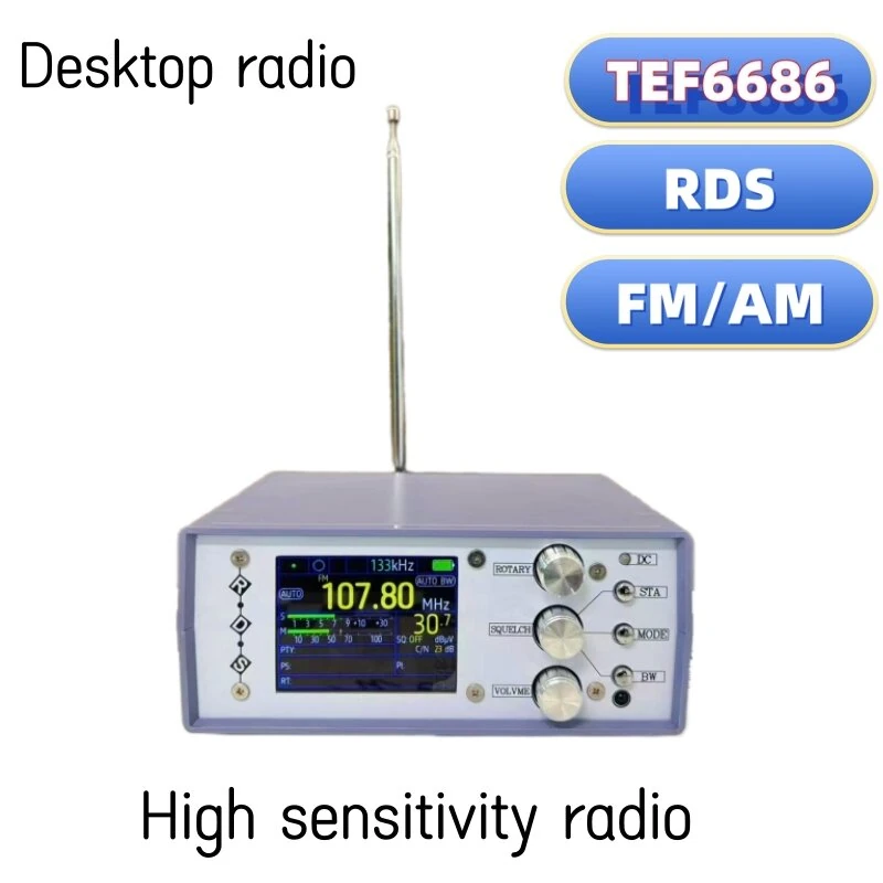 TEF6686 Professional Desktop Radio | FM/AM Full Band 65MHz-108MHz | High Sensitivity with Antenna - Image 2
