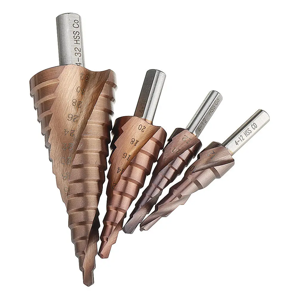 Drillpro M35 Cobalt Step Drill Bit - 4-32mm Triangle Shank - Spiral Flute - Image 2