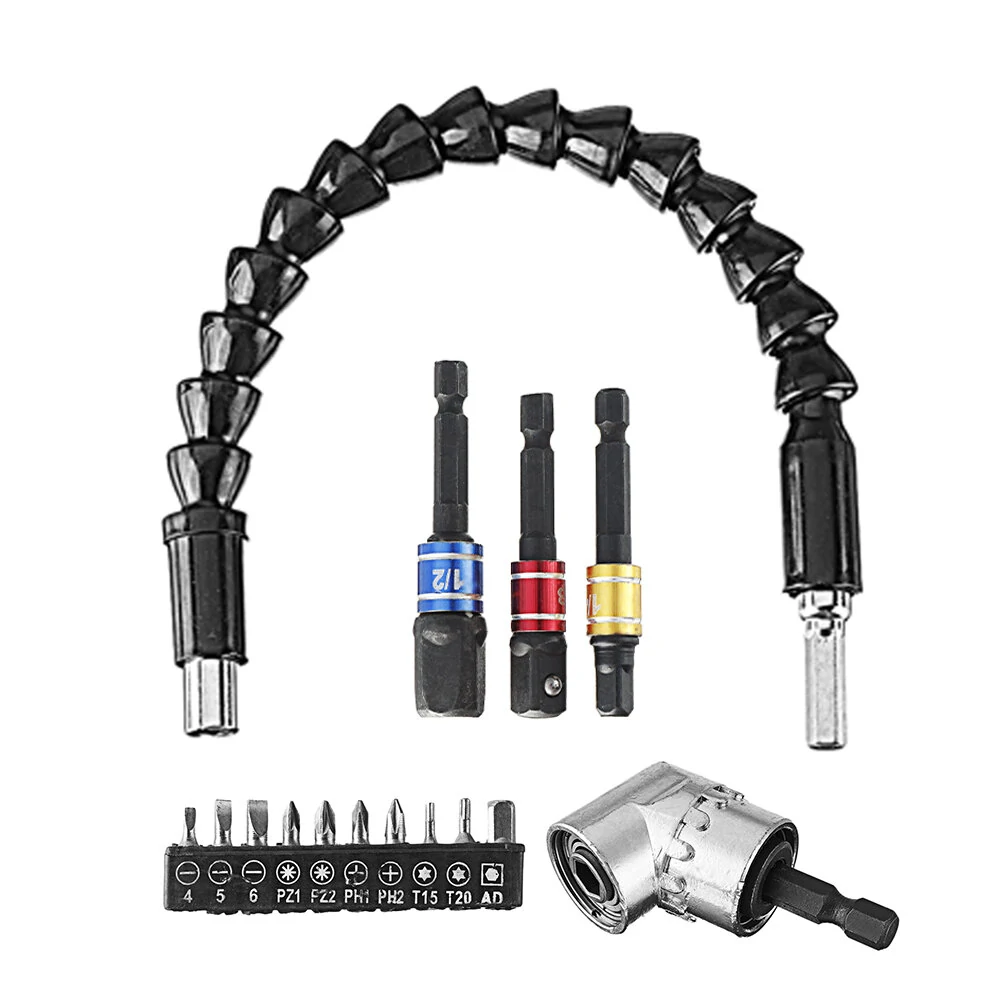 Drillpro 105° Right Angle Driver Screwdriver Set | 1/4 Shank Flexible Shaft Extension - Image 2