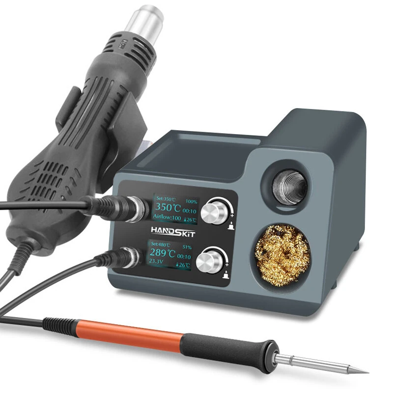 HANDSKIT ST12A 2-in-1 Hot Air Gun & Soldering Station | OLED Digital | Fast Heating - Image 3
