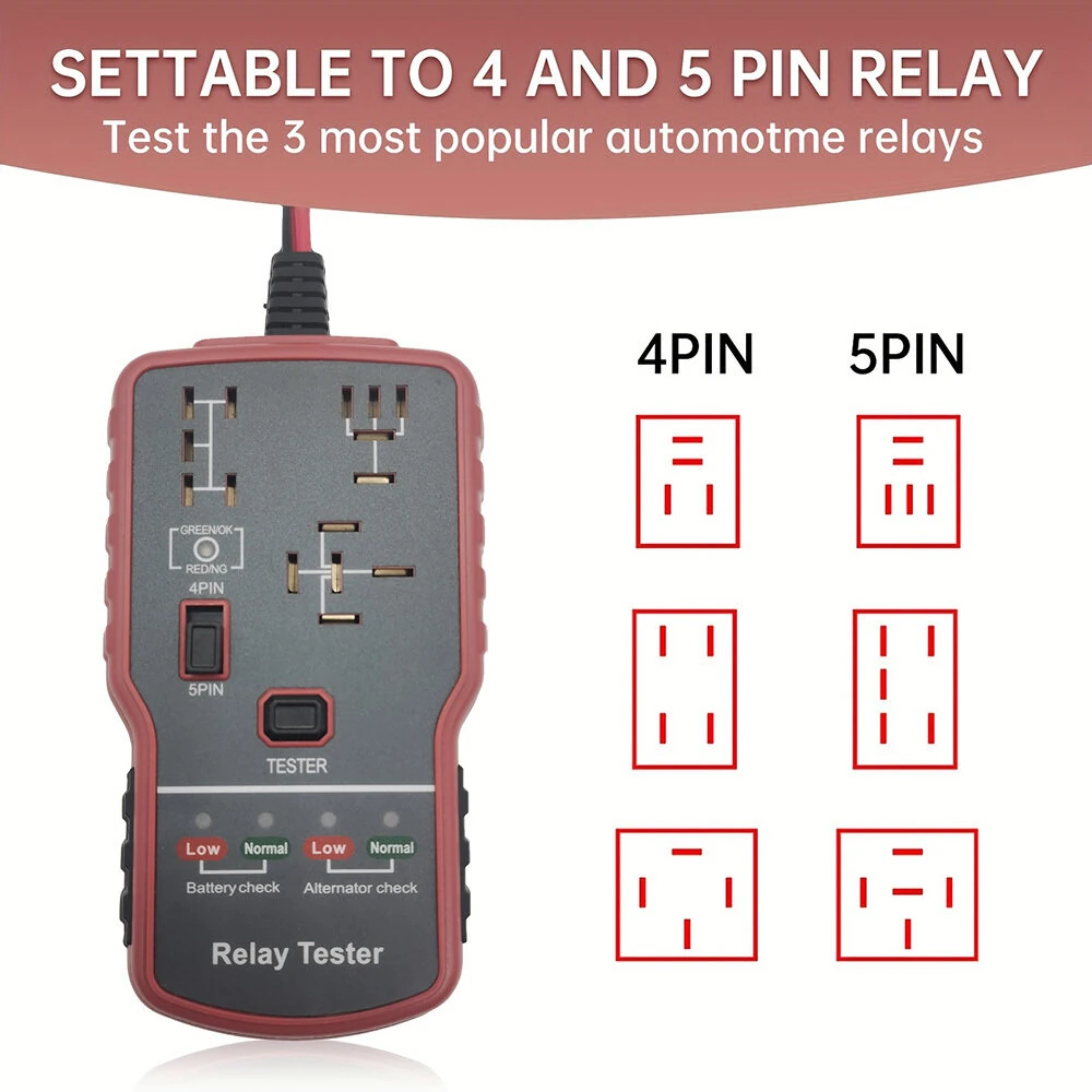 12V LED Car Battery & Relay Tester - Quick Diagnostic Tool for Automotive Electrical - Image 2