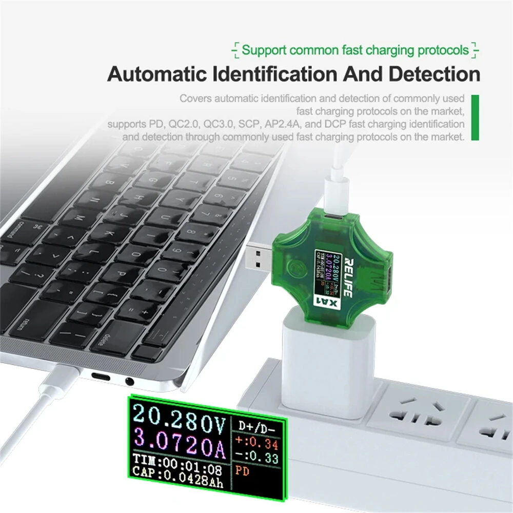 RELIFE XA1 Voltage Tester | 4-25V 5A IPS Display | PD QC Fast Charging - Image 3