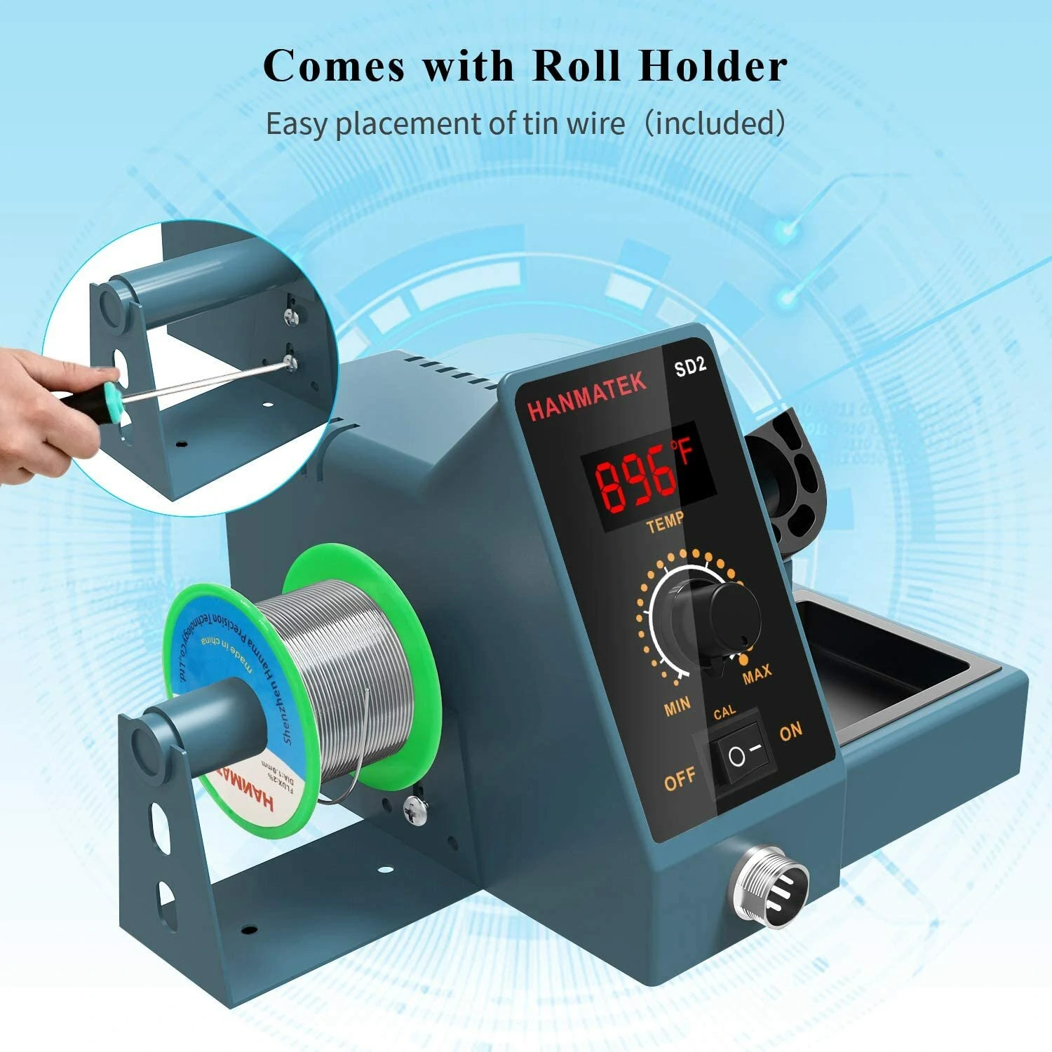 HANMATEK SD2 Digital Soldering Station | 5 Tips & Adjustable Temp 392-896°F - Image 3