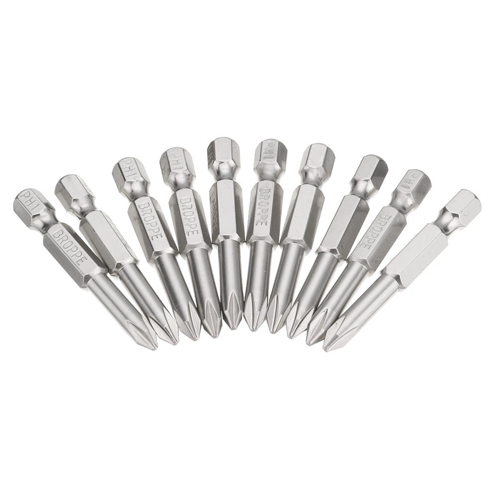 BROPPE 10pcs PH1 Screwdriver Bits - 1/4 Inch Hex Shank 50mm Magnetic Set - Image 3