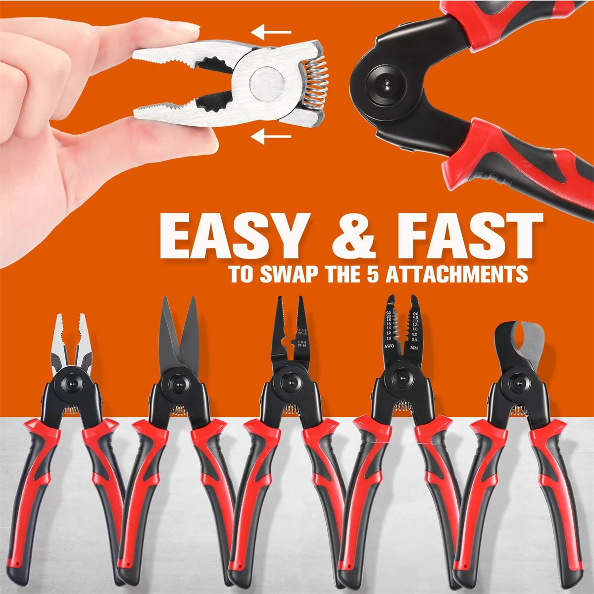 5 in 1 Plier Tool Set - High Carbon Steel Wire Cutters & Strippers | Heavy Duty - Image 2