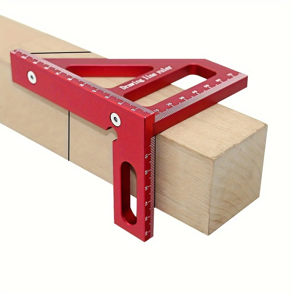 Aluminum Center Finder Woodworking Square - 45/90 Degree Angle Gauge & Scribe Ruler - Image 2