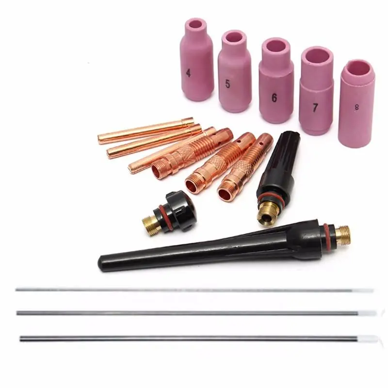 WP-17 WP-18 WP-26 TIG Welding Torch Kit | 17Pcs Cups Collets Nozzles Tungsten - Image 2