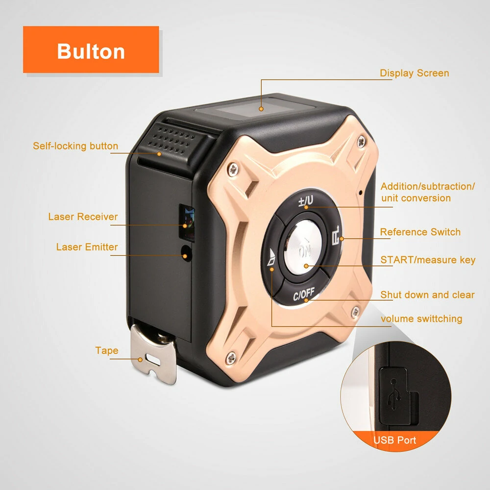 DANIU 40M Laser Measuring Tape | Retractable Ruler & Distance Meter Tool - Image 5