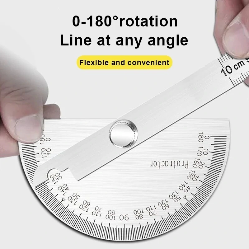 Stainless Steel 180 Degree Protractor | Metal Angle Finder & Goniometer Ruler - Image 2