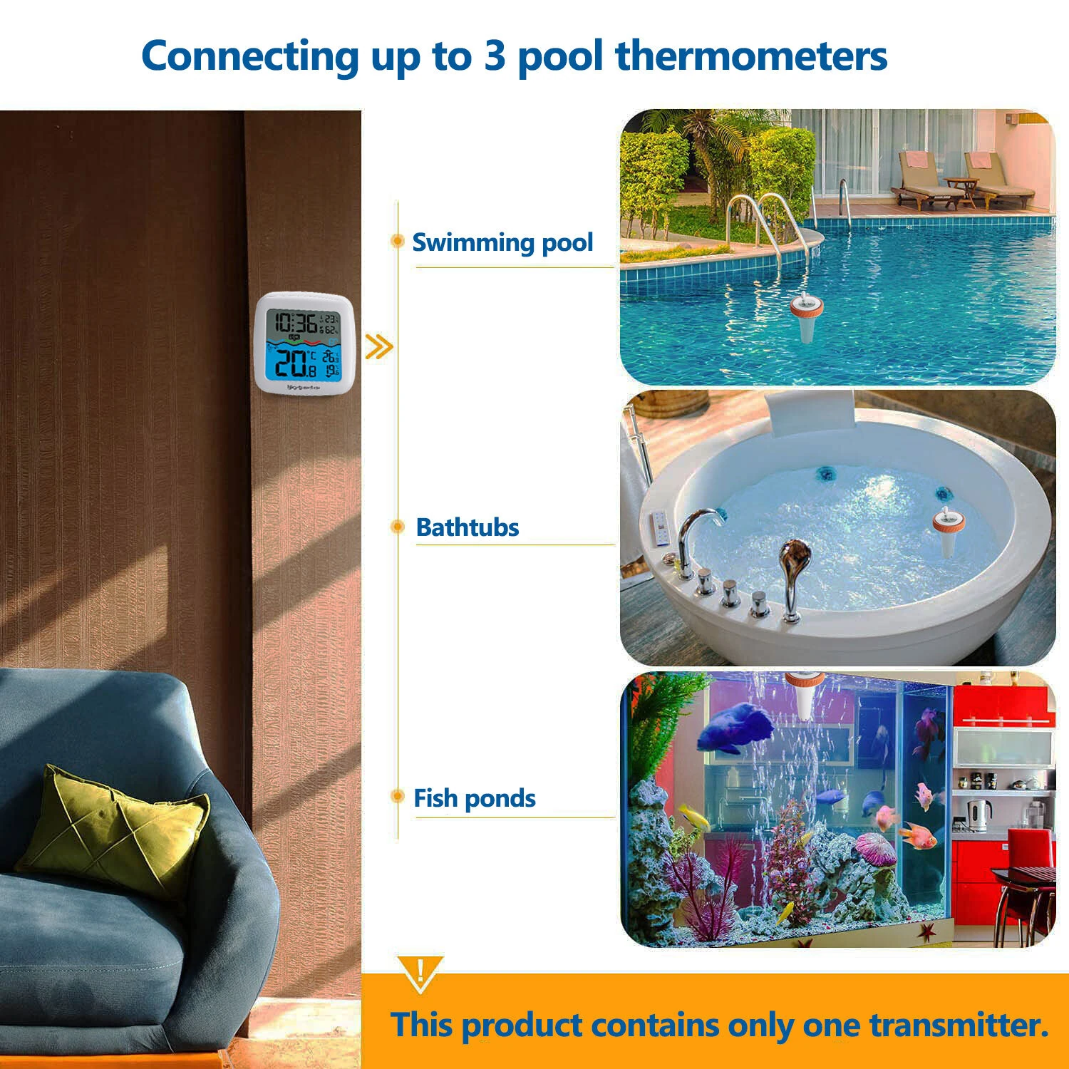 Wireless Pool Thermometer - 200ft Range Digital Hygrometer | 3 Channel Sensor - Image 4