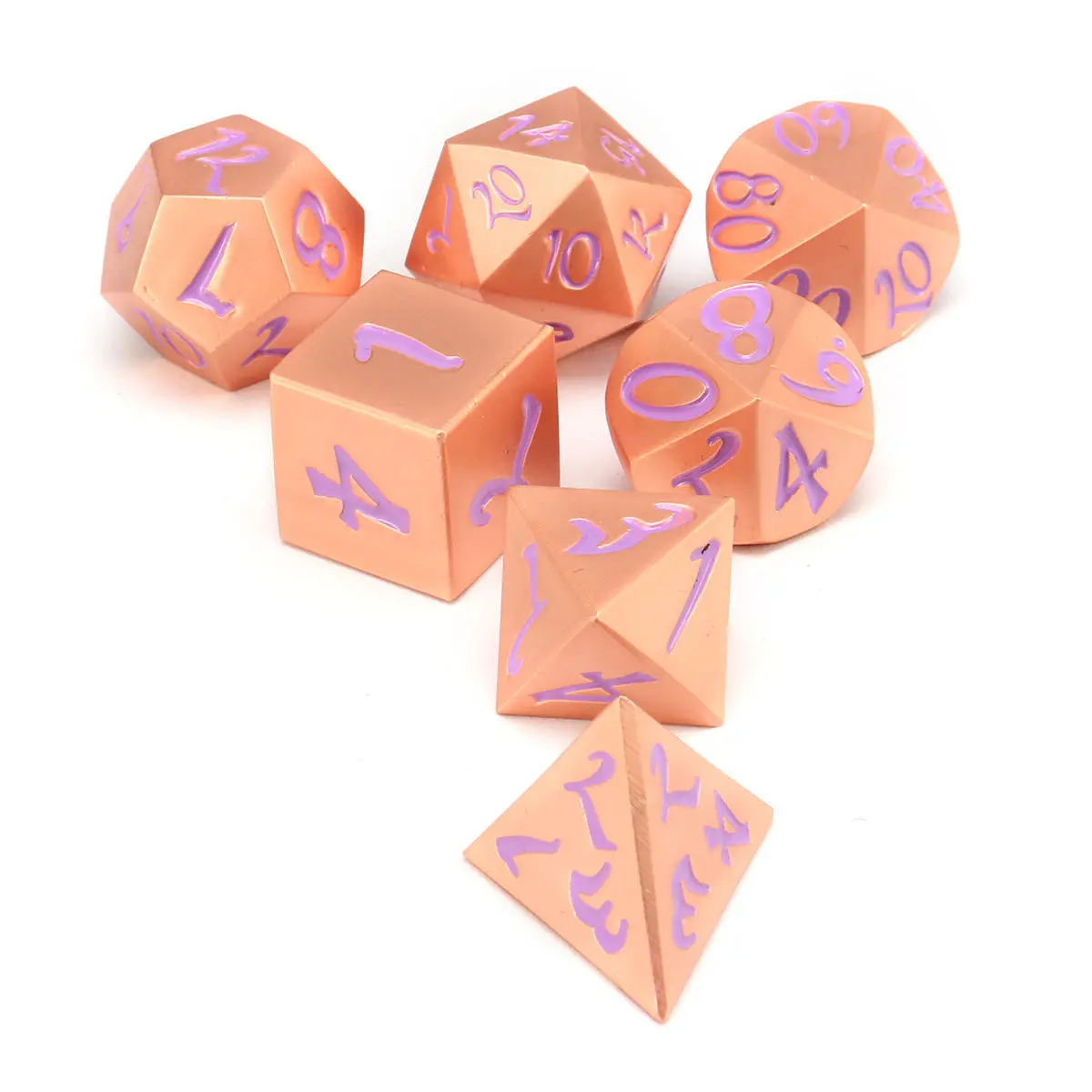 Antique Metal Polyhedral Dice Set - 7Pcs Heavy Duty RPG Dice With Bag - Image 2