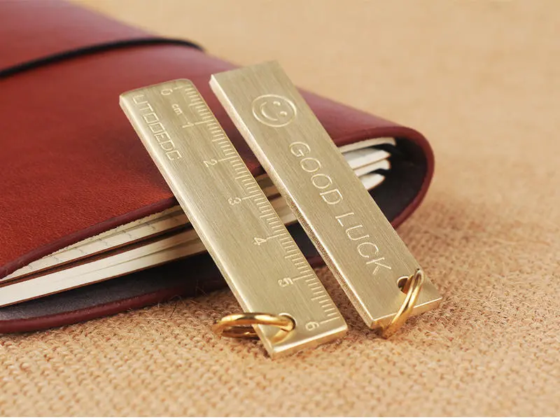 Copper Good Luck Ruler Keychain | 60mm EDC Key Ring & Measuring Tool - Image 2