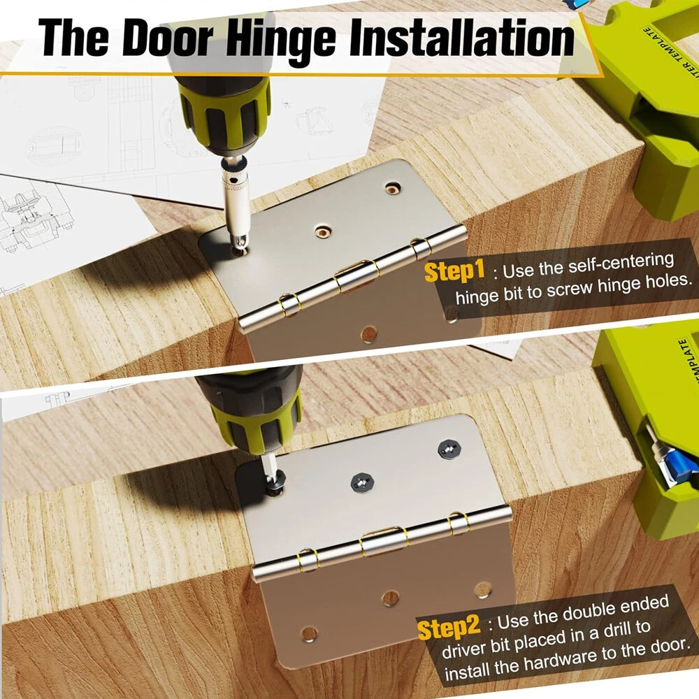 Door Hinge Mortiser Kit - Router Template for 3-5in Hinges | Adjustable Depth - Image 4