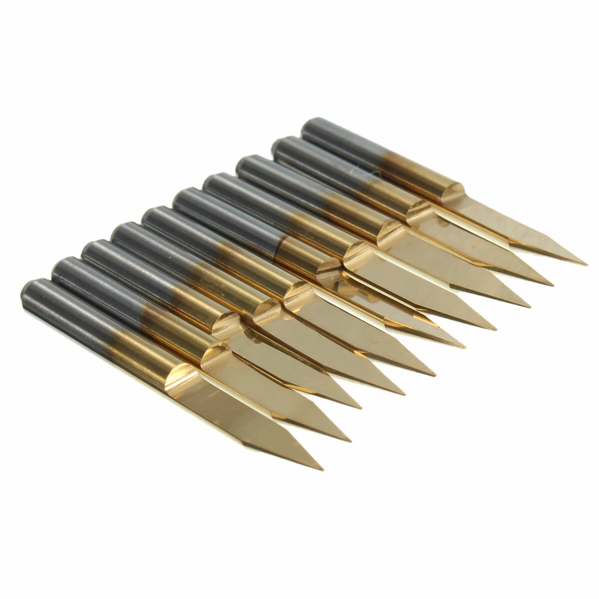 Carbide PCB Engraving Bit | 10pcs 3.175mm Shank 30 Degree V-Shape Titanium Coated - Image 4