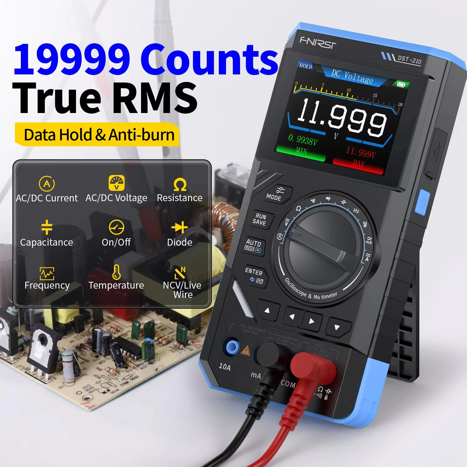 FNIRSI DST-210 True RMS Multimeter | 119999 Counts | 10MHz Bandwidth & 48MSa/s - Image 5