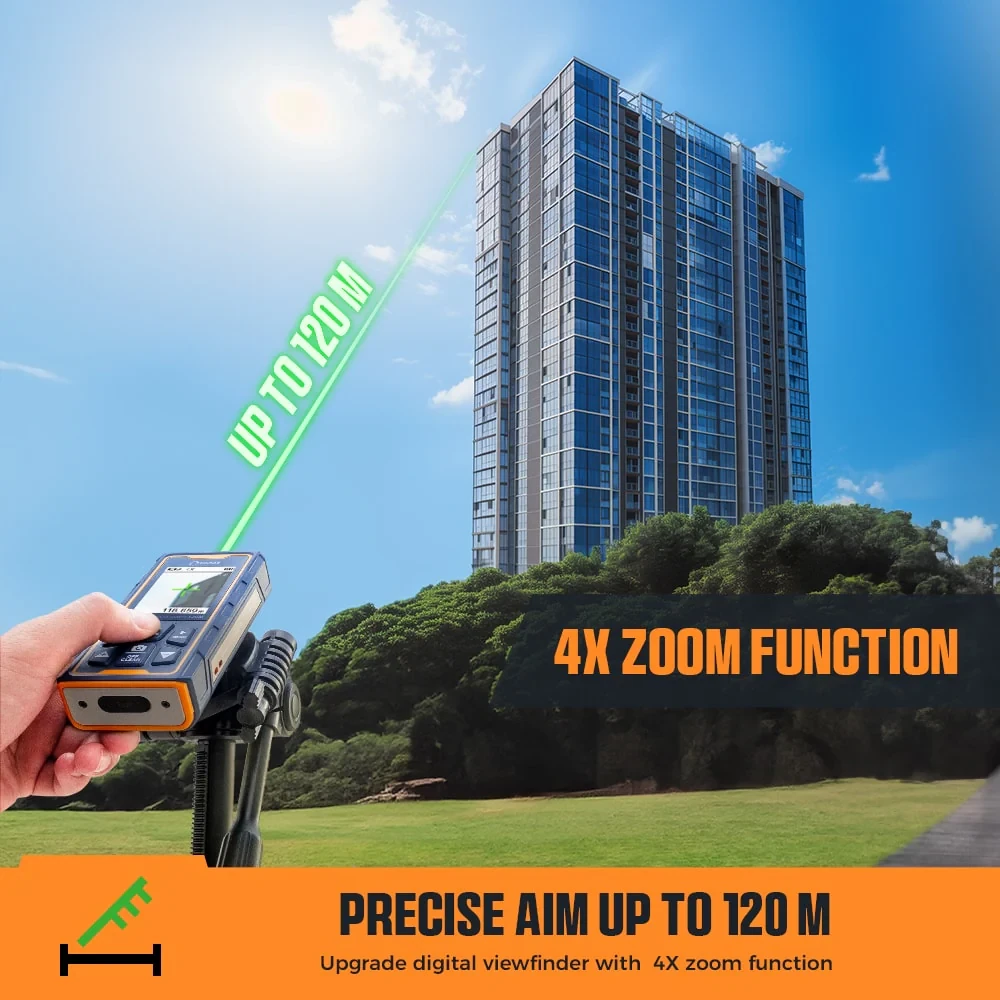 CIGMAN CD-120G Laser Distance Measure 120M | IP68 Waterproof & Bluetooth | 2.4 IPS Display - Image 2