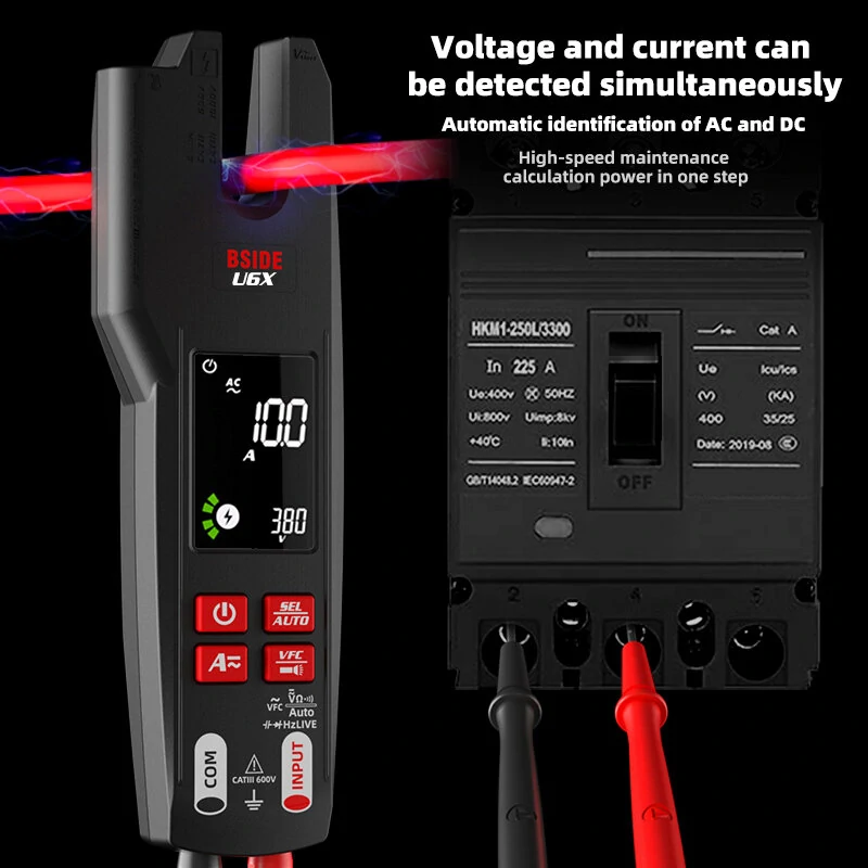 BSIDE U6X Digital Clamp Meter | 0-620V AC/DC, Temp Sensor | Electrical Troubleshooting - Image 4
