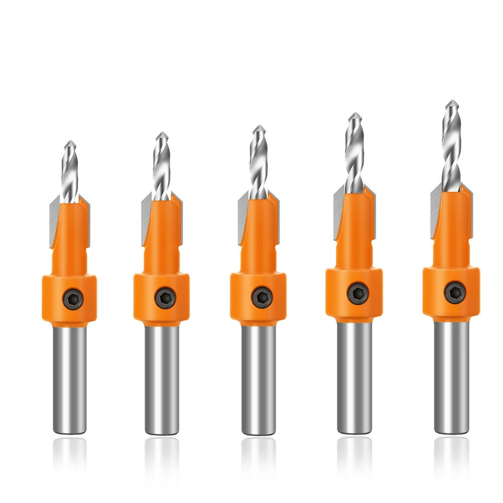 5Pcs 10mm Carbide HSS Countersink Drill Bit Set | 8mm Shank for Wood Milling - Image 2