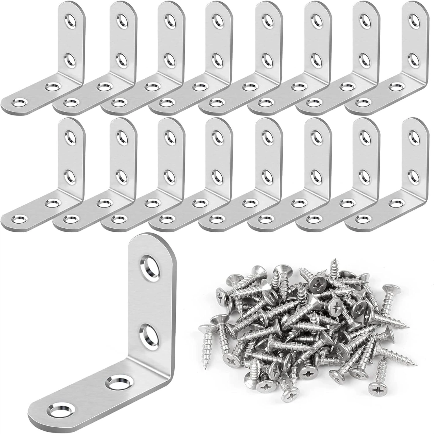 L Bracket 40/16Pcs Stainless Steel 90 Degree Corner Braces with Screws | Furniture & Shelf Reinforcement - Image 4