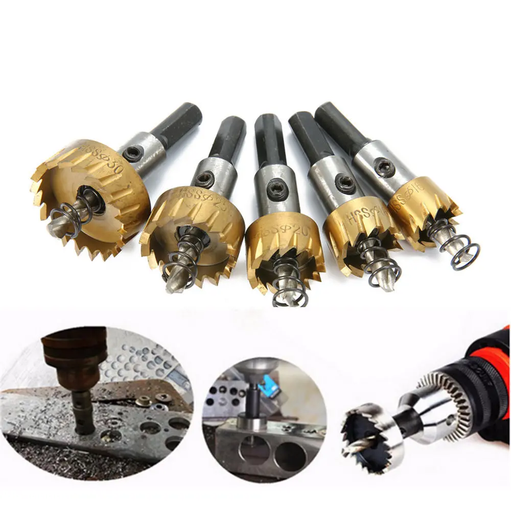 Drillpro 5Pcs HSS 6542 Titanium Coated Hole Saw Set - 16 to 30mm | Drill Bit Cutter - Image 2
