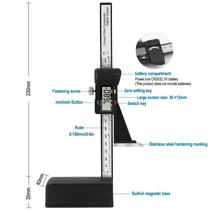 Digital Height Gauge 0-150mm | Electronic Vernier Caliper for Wood & Table Marking - Image 3