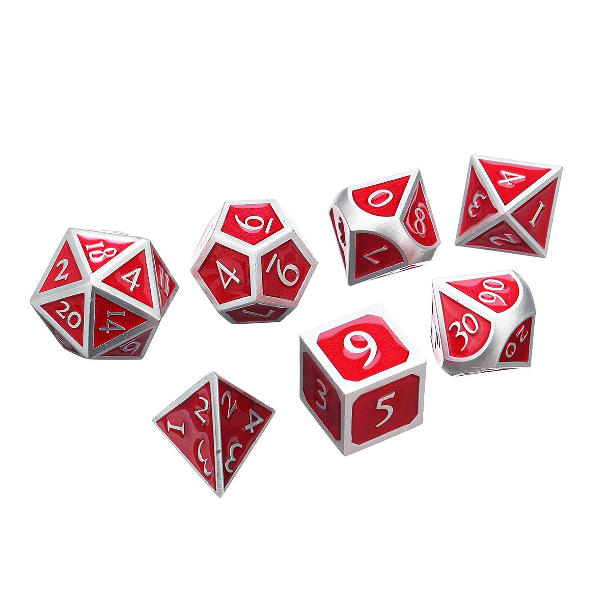 Red Antique Metal Polyhedral Dice Set - 7 RPG Dice with Bag | EDC Gadgets - Image 5