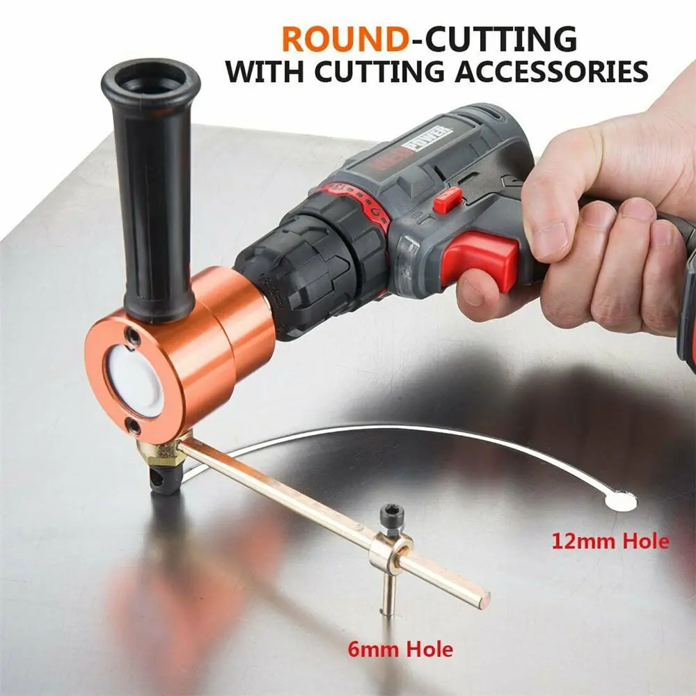 Drillpro 7Pcs Metal Sheet Nibbler Cutter Drill Attachment | 360 Degree Double Head - Image 3