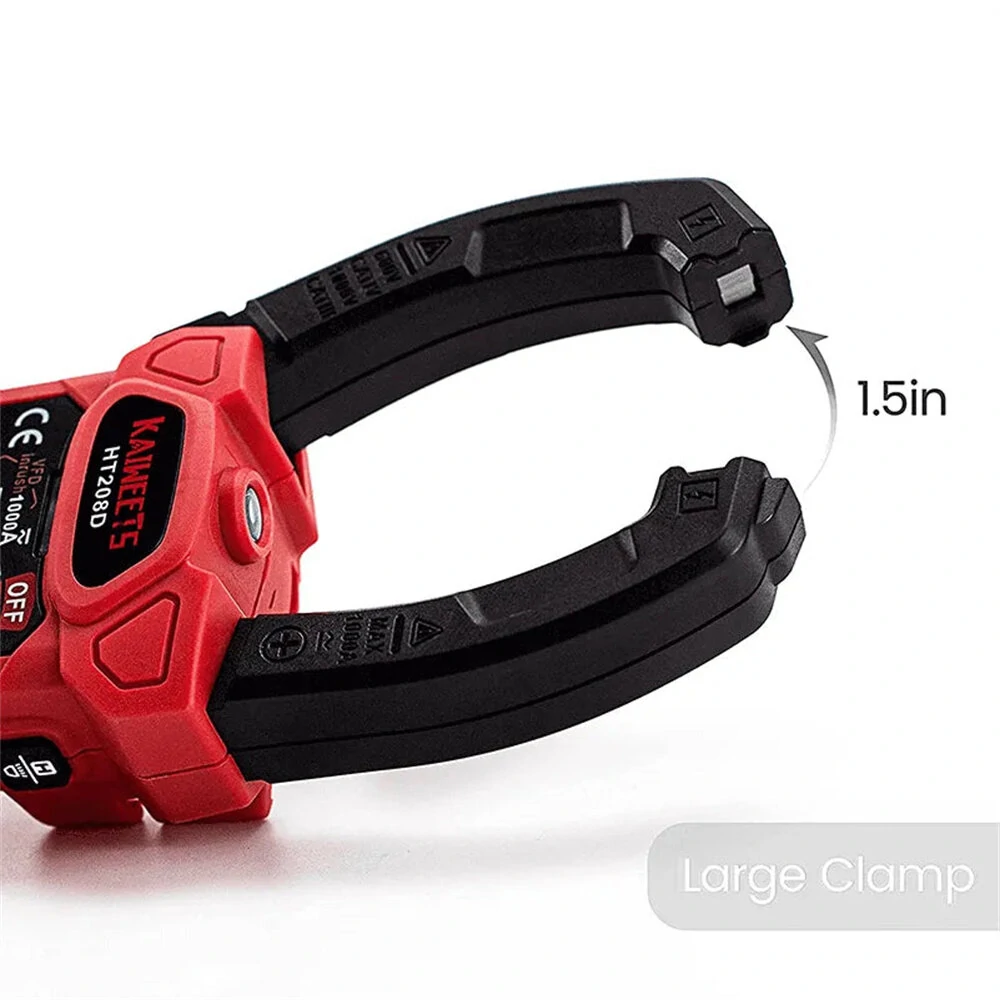 KAIWEETS HT208D True RMS Clamp Meter - 6000 Counts AC/DC 1000V | NCV LED Flashlight - Image 3