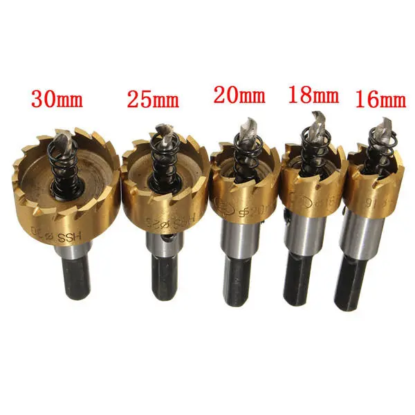 5Pcs High Speed Steel Drill Bits | 16-30mm Hole Saw Cutter Set - Image 2