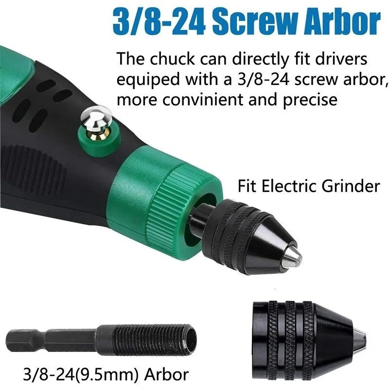 Hex Shank Drill Chuck Adapter - 2PC Black & White Keyless for Easy Bit Changes - Image 3