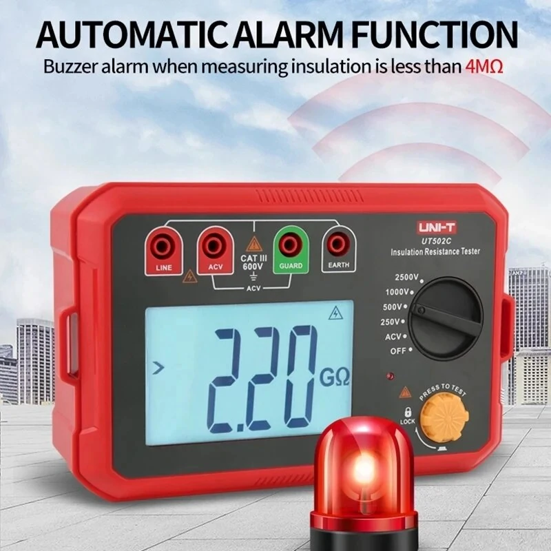 UNI-T UT502C 2500V Insulation Resistance Tester - Digital Megohmmeter | Auto Range - Image 3