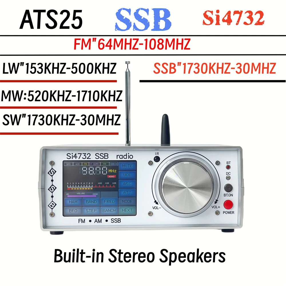 ATS-25 Full Band Radio Receiver - Touch Screen Bluetooth SSB FM SW MW LW - Image 2
